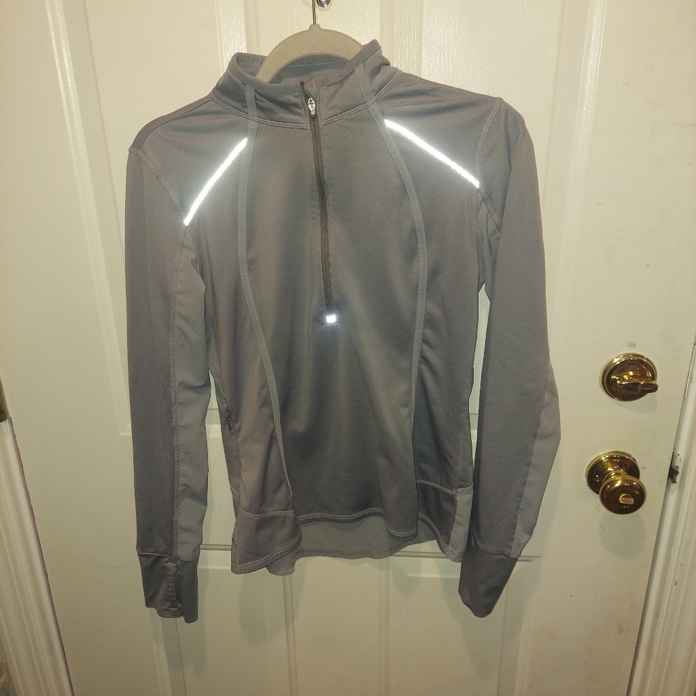 Athleta Gray Plush Tech Half Zip Pullover